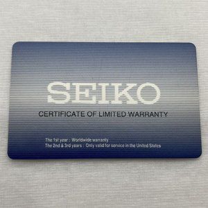 NEW Seiko 3 Year Watch International Warranty Guarantee Card Blank Unfilled